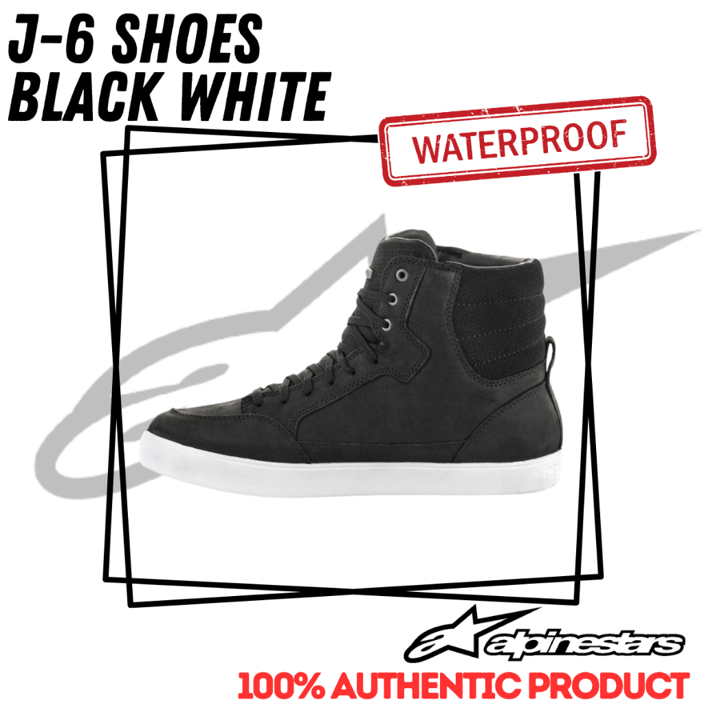 Jual ALPINESTARS J-6 BLACK WHITE WATERPROOF WP SHOES SEPATU RIDING J6 ...