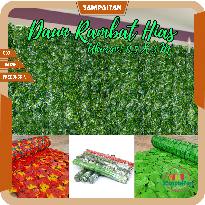 Tanaman Daun Hias Rambat Dekorasi Dinding Pagar Rumah Ornamen Plastik Artificial Outdoor PBP58-0.5