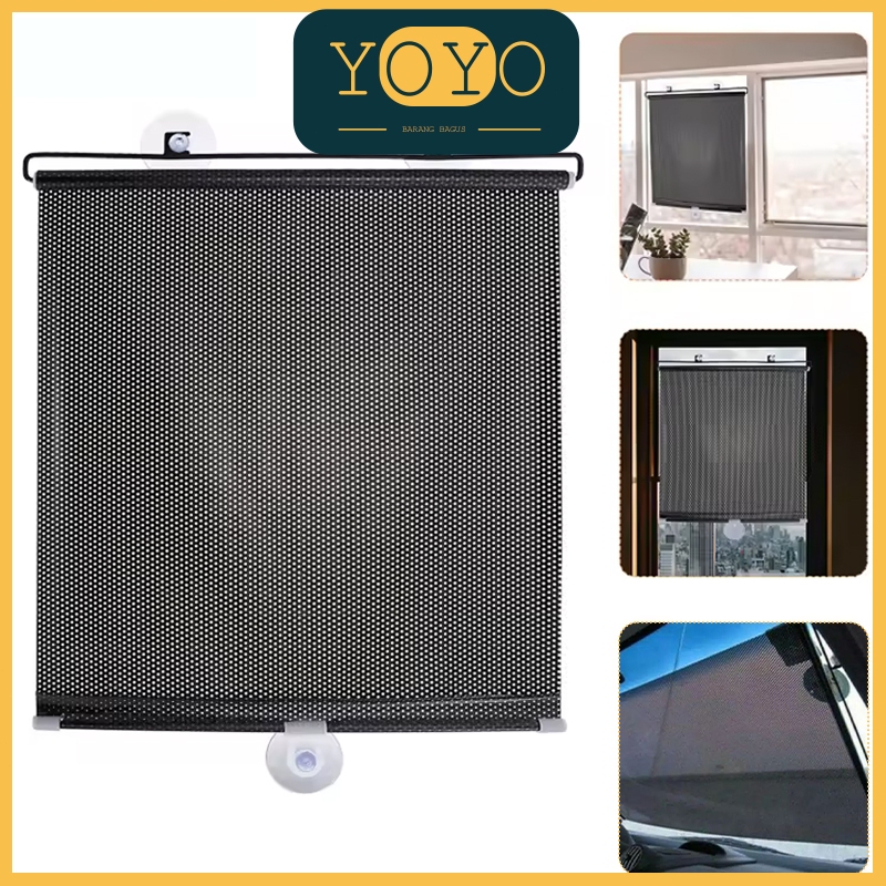 Perlindungan Panas Matahari dari Jendala Mobil atau Rumah / Sunshield Roll Pelindung Panas Dashboard Kaca Tirai Gulung / Tirai Rolling Jendela Matarhari Plato