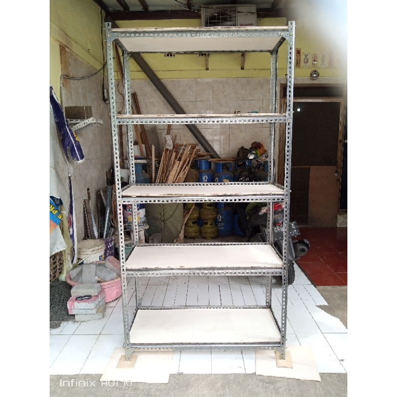 Jual rak besi siku lubang t180 p60 L40cm 5 susun 4 tiang rak kantor rak ...