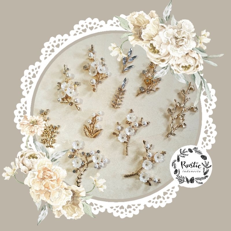 Jual 1 buah aplikasi bros bunga ranting logam | Shopee Indonesia