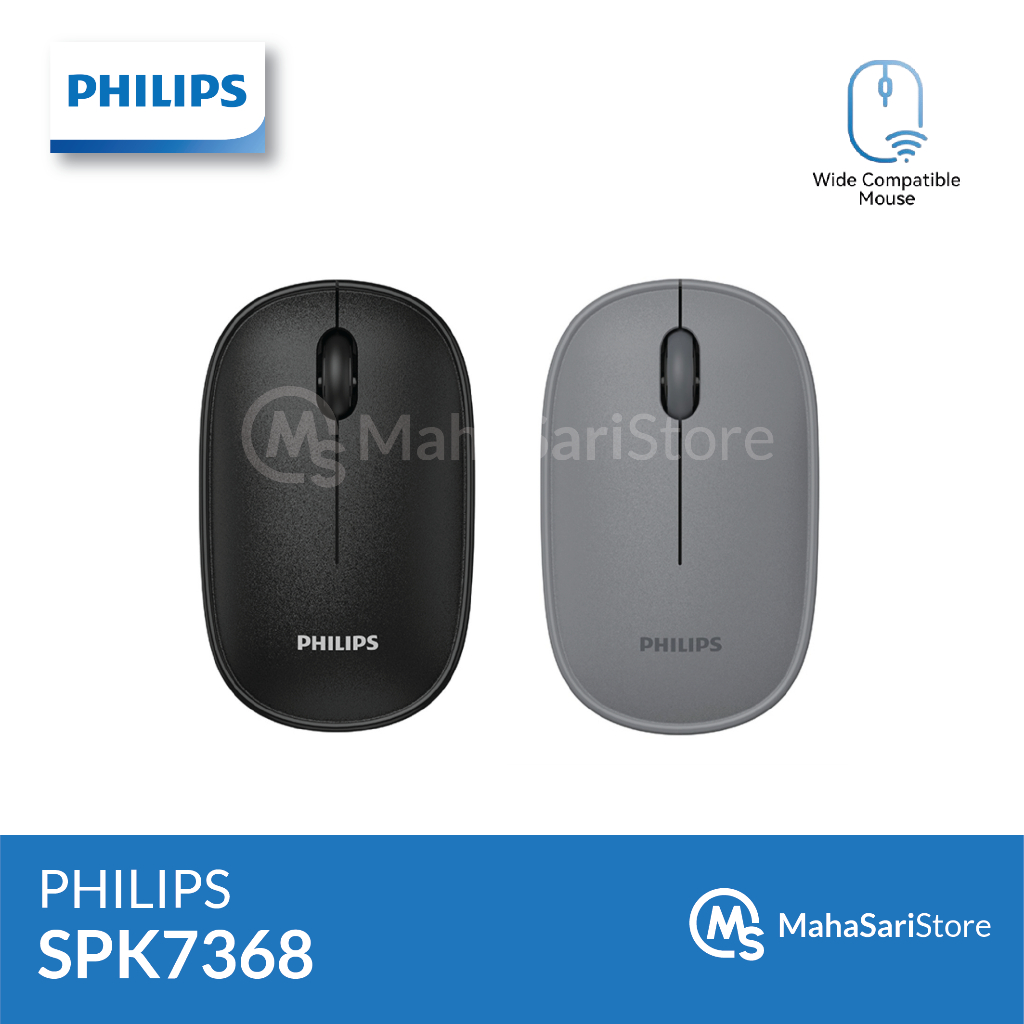 Jual Philips Mouse Wireless SPK7368 Silent Click Optical 1600 DPI ...