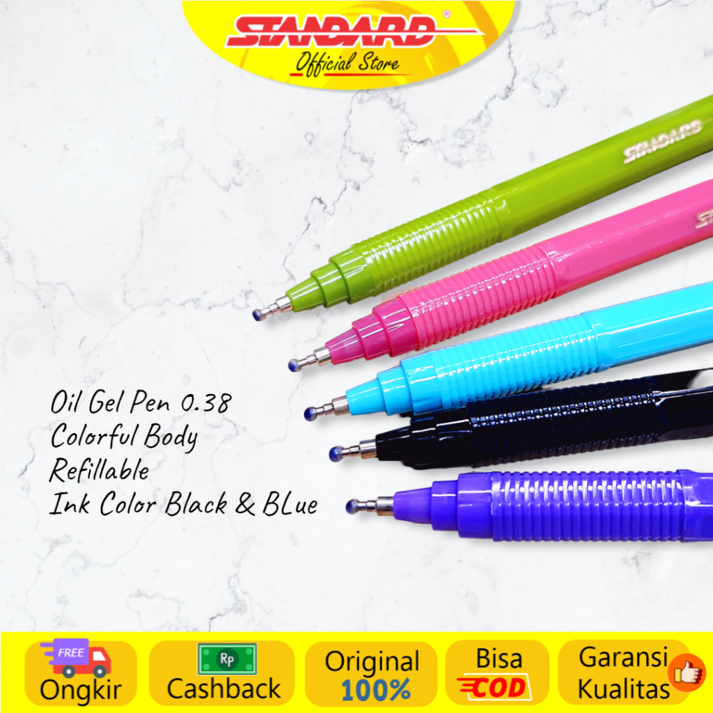 Standard - Pulpen ST009 Ceramic Ball 0.38 / 0.5  ( Alat Tulis / Pen / Ballpoint / Pena ) (6)