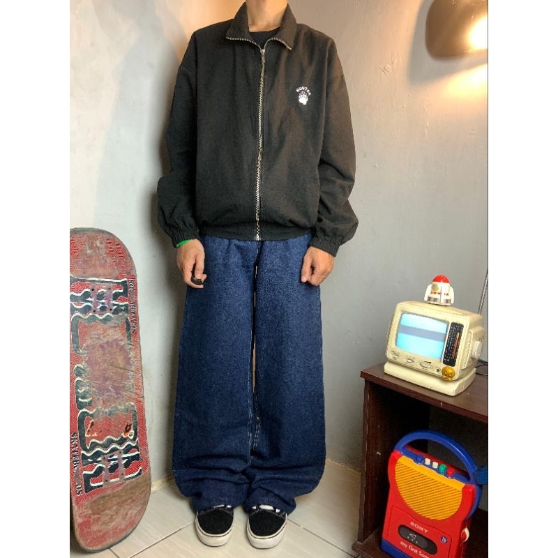 Jual celana darkblue jeans baggy by.kloey-lin / celana thrift baggy ...