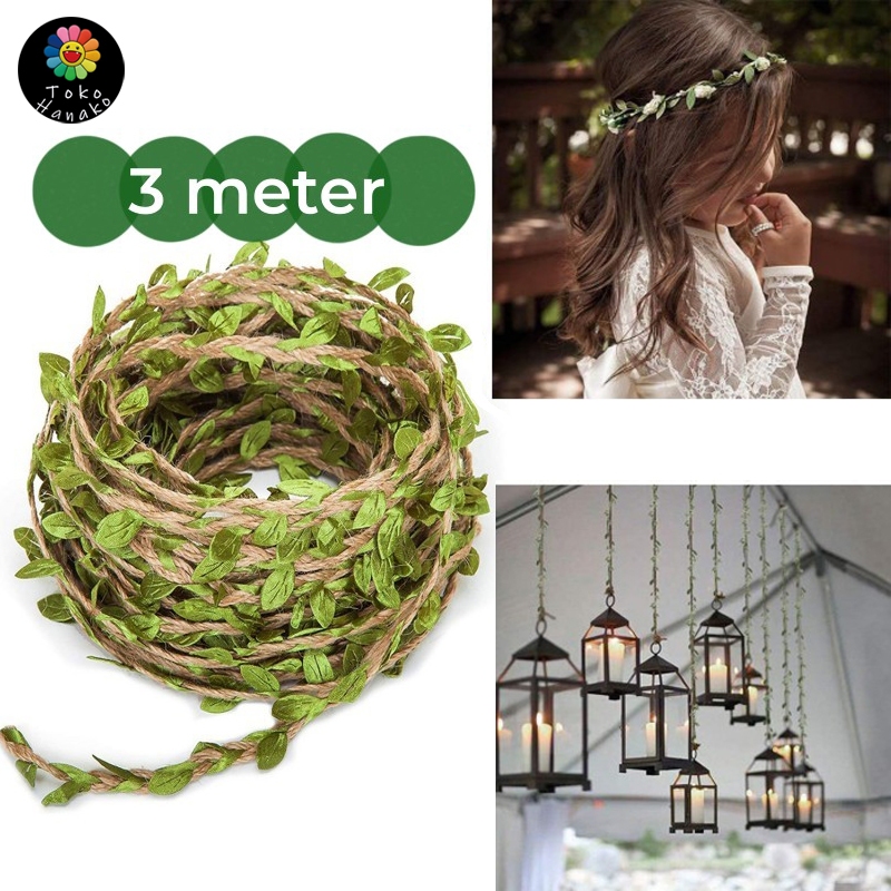 Jual Tali Rami Daun 3 Meter Hijau Buatan Daun Hijau Benang Untuk ...