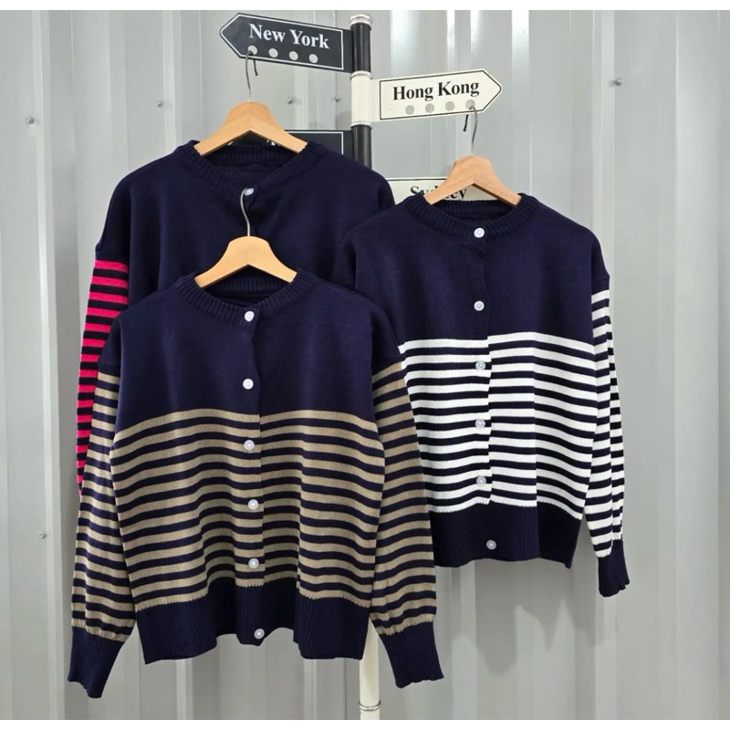Jual NAVY BLASTER OUHER/ CARDIGAN RAJUT SETRIP KANCING | Shopee Indonesia