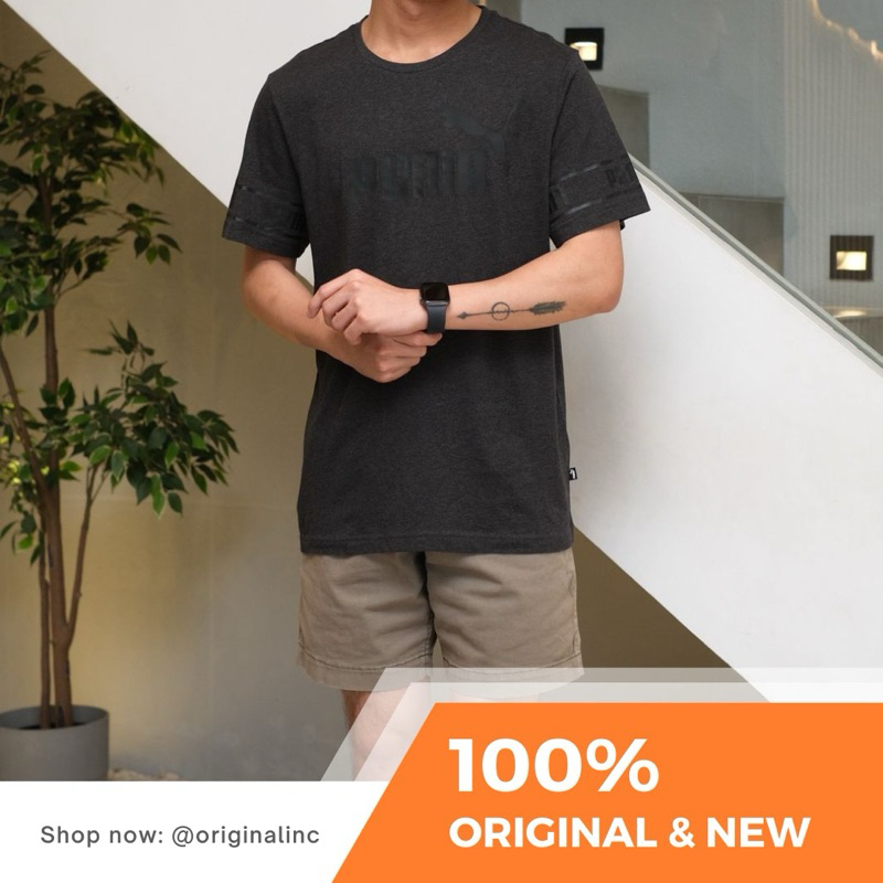 Jual PM Essential Tape Sleeve Logo SS Tee Dark Grey PMSST163 Shopee