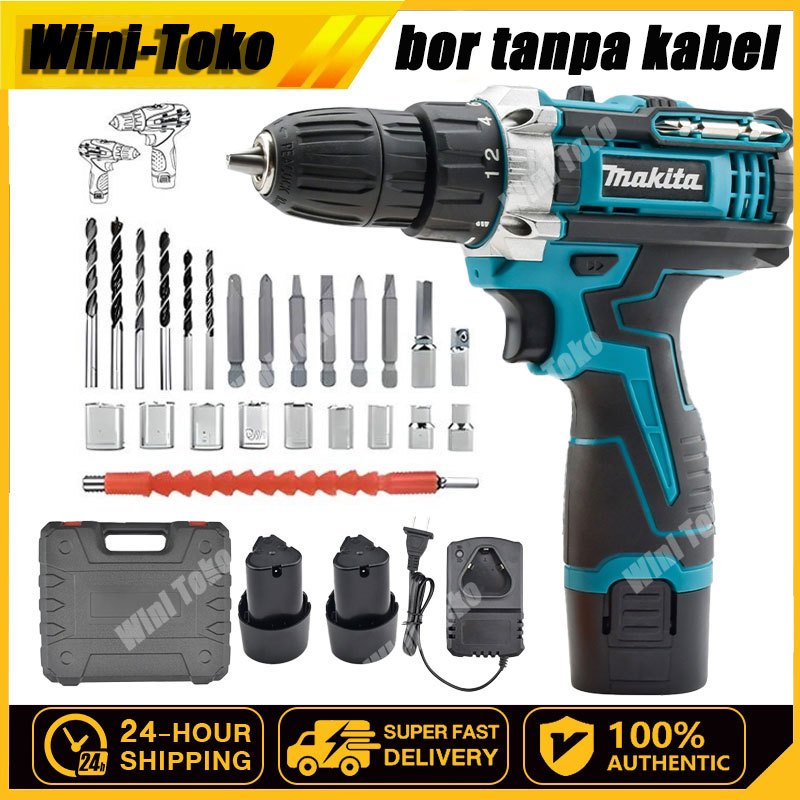 Jual MAKITA Bor listrik tanpa kabel 36V Bor tangan listrik Set alat bor ...