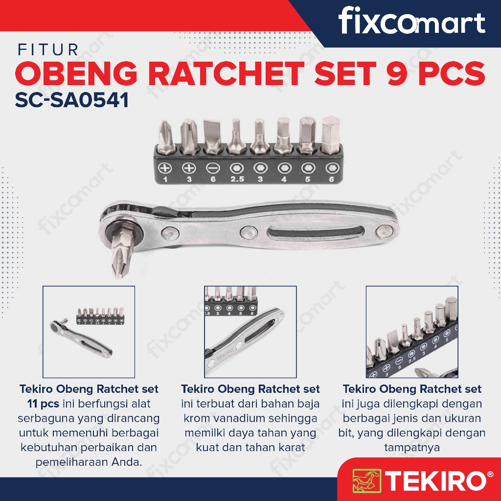 Jual Tekiro Obeng Ratchet Set 9 Pcs / Ratchet Screwdriver Set | Shopee ...