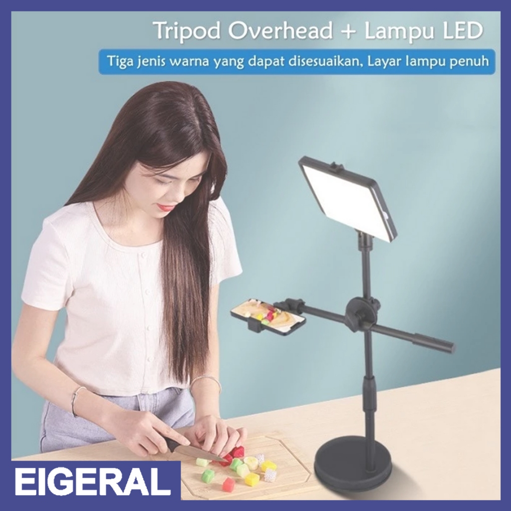Jual Overhead Phone Stand+ Led Lampu Stand Holder Phone Holder Bracket ...