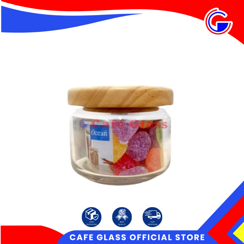 Toples Kaca Tutup Kayu 325 Ml - B02511 Ocean Pop Jar With Wood 325Ml