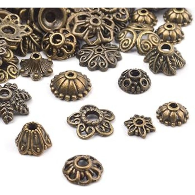 Jual Metal alloy mixed shape bead cap spacer | manik pembatas topi ...
