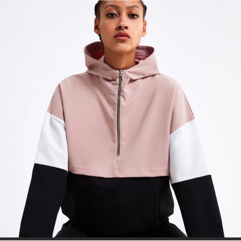 Jual zara color block jacket ukuran M Shopee Indonesia
