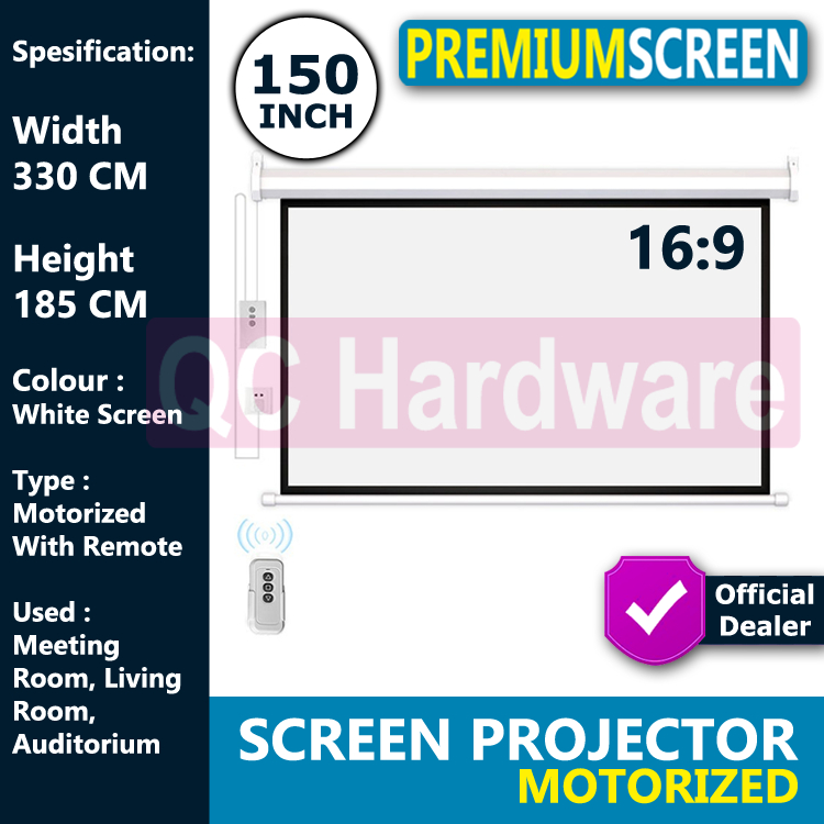Jual Premium Screen Projector 150 inch Rasio 16:9 Motorized - Layar ...