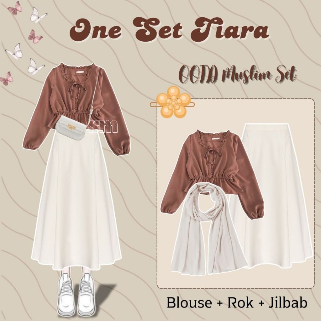 Jual One Set Tiara (Blouse + Rok + Jilbab) Outfit Of The Day 3in1 ...
