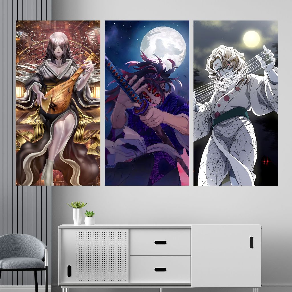 Jual Poster Anime Demon Slayer : Iblis Bulan atas Kokushibo, Douma ...