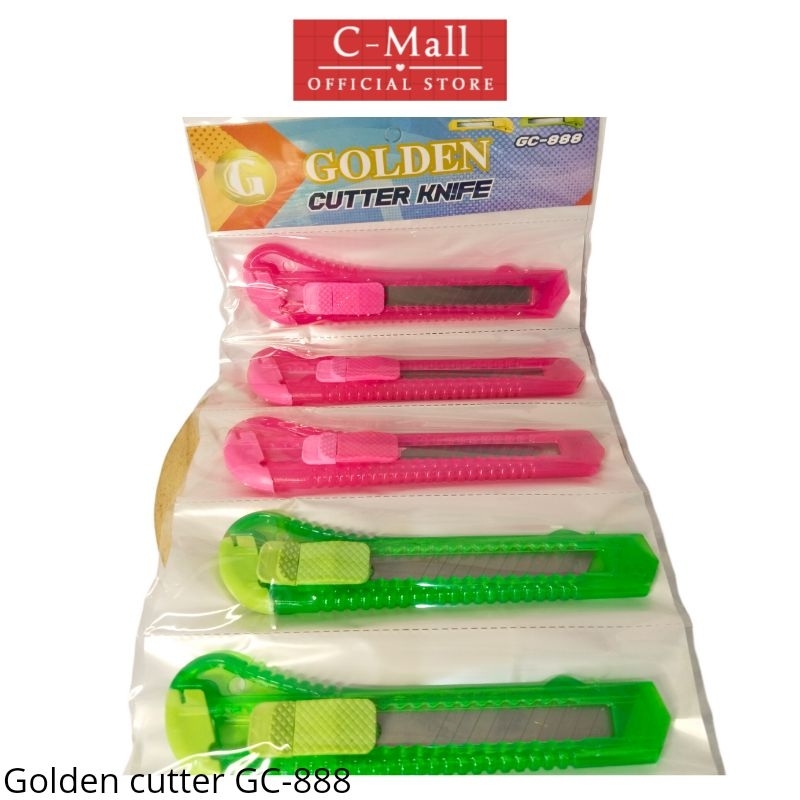 Jual C-MALL (1 Pcs) Cutter Besar Murah GOLDEN GC-888 Warna Warni Bening ...