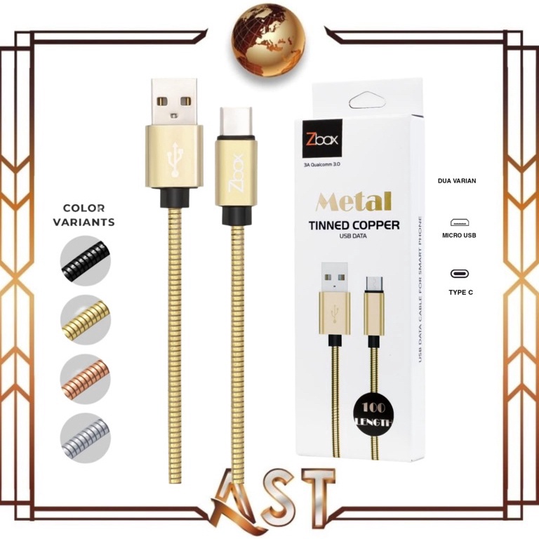 Jual Model Limited Kabel Data zbox Stainless Micro Type C usb Metal ...