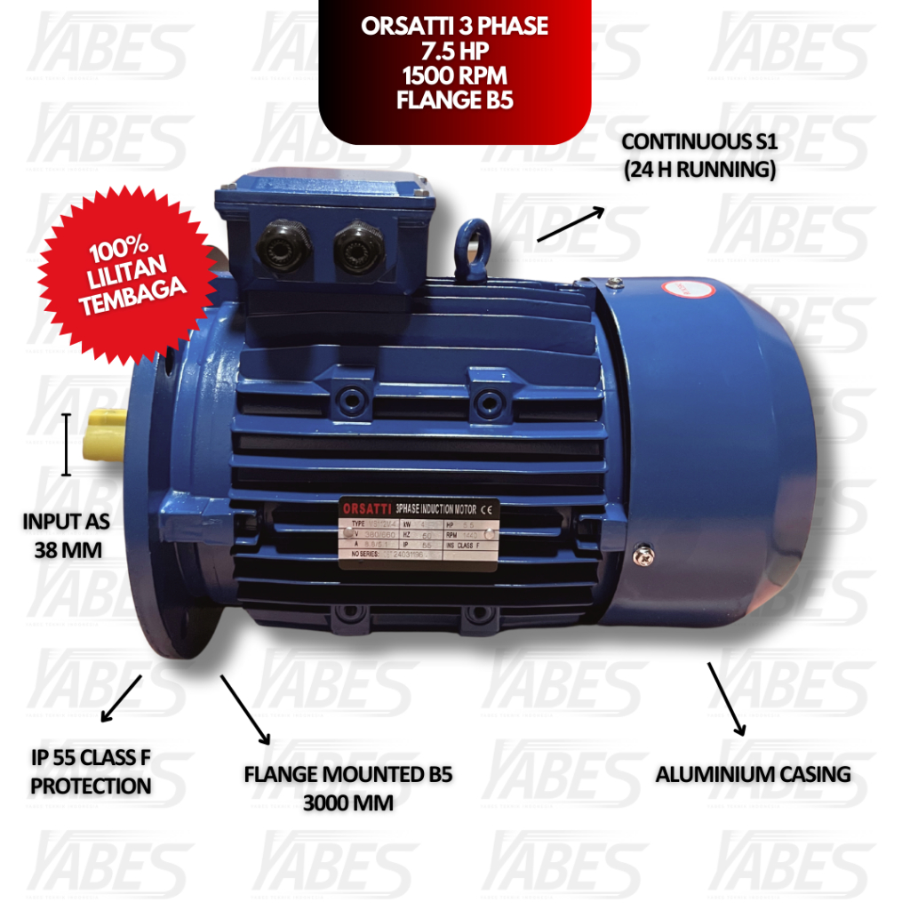 Jual ORSATTI Dinamo Elektro Motor 7.5 HP 5500 Watt 1500 RPM 3 Phase ...