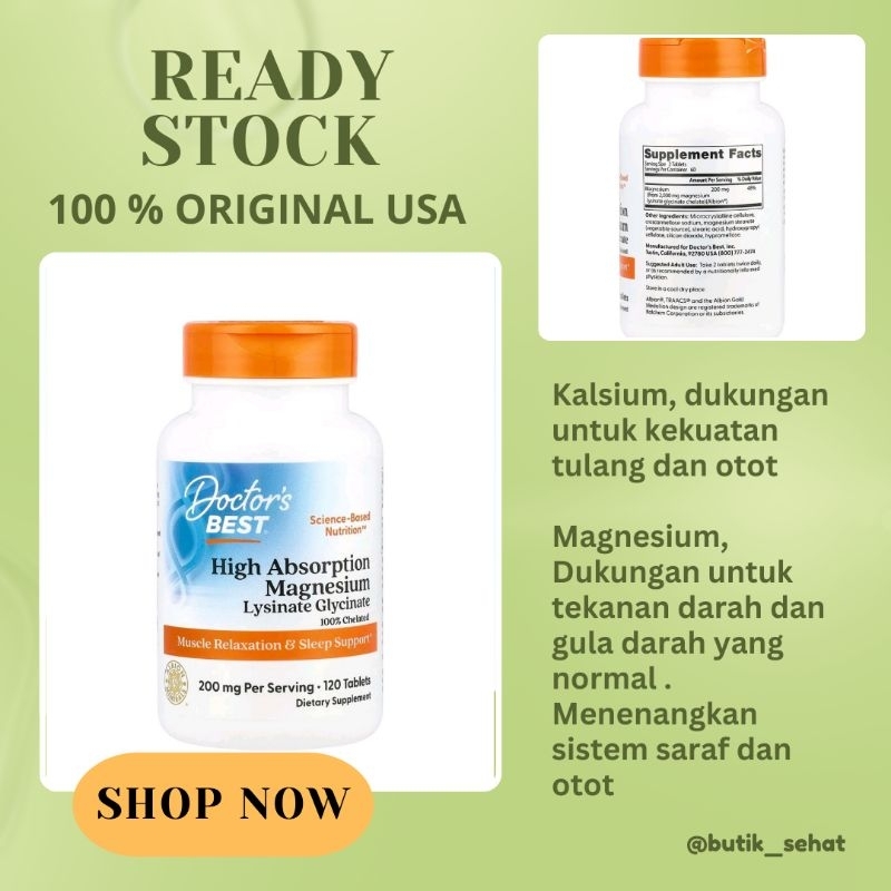 Jual magnesium glycinate doctors best 120 tablet | Shopee Indonesia