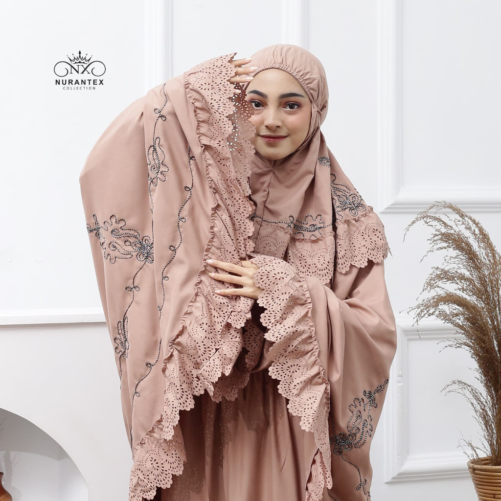 NURANTEX - Mukena Dewasa Azzura Laser Plong Corneli Katun Premium Mewah