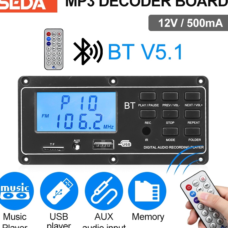 Jual Modul kit Mp3 LCD besar Digital Player 12v VTF57BT V1 | Shopee ...