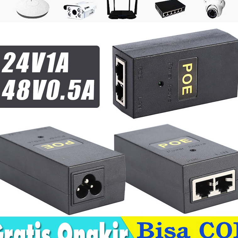 Jual Poe Power Supply DC Adapter 24V 5A 24W Desktop POE Power Injector ...