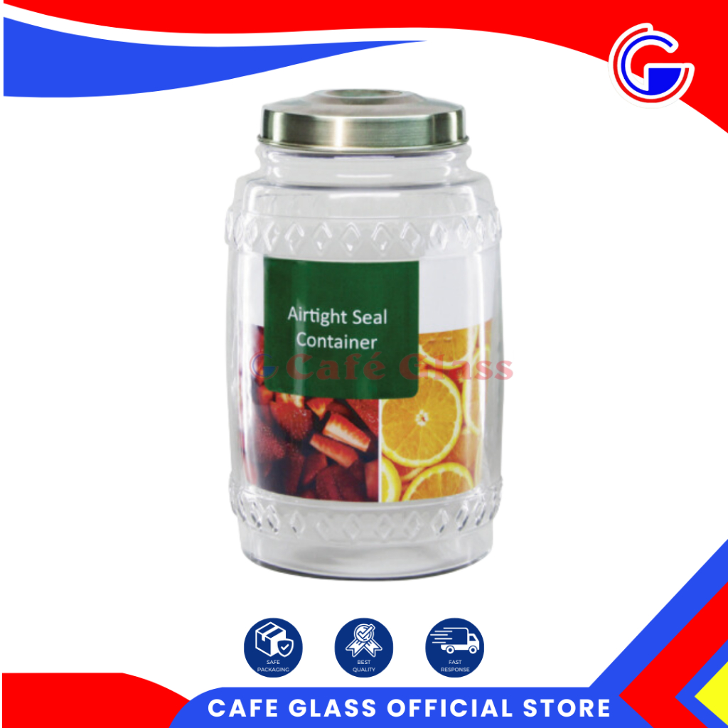 Toples Kaca Besar Kedap Udara 15L / Toples Kerupuk Yunani 1 / Toples Kaca Tebal Airtight Seal Motif