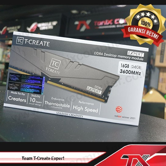 Jual Team T-Create Expert DDR4 3600Mhz 16GB 2x8 TTCED416G3600HC18JDC01 ...