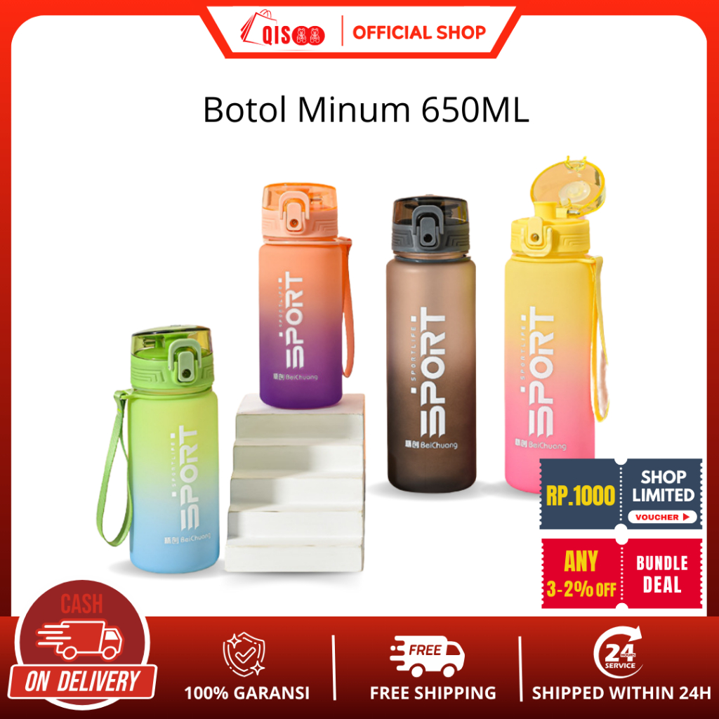 Jual QISOO Botol Minum 650ml / Botol Minum Anak / Botol Minum Olahraga ...