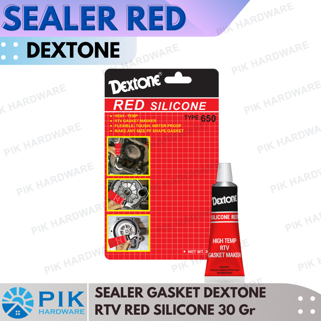 Jual Lem silicone red 30 & 70 gram Dextone - Lem Gasket merah RTV High ...
