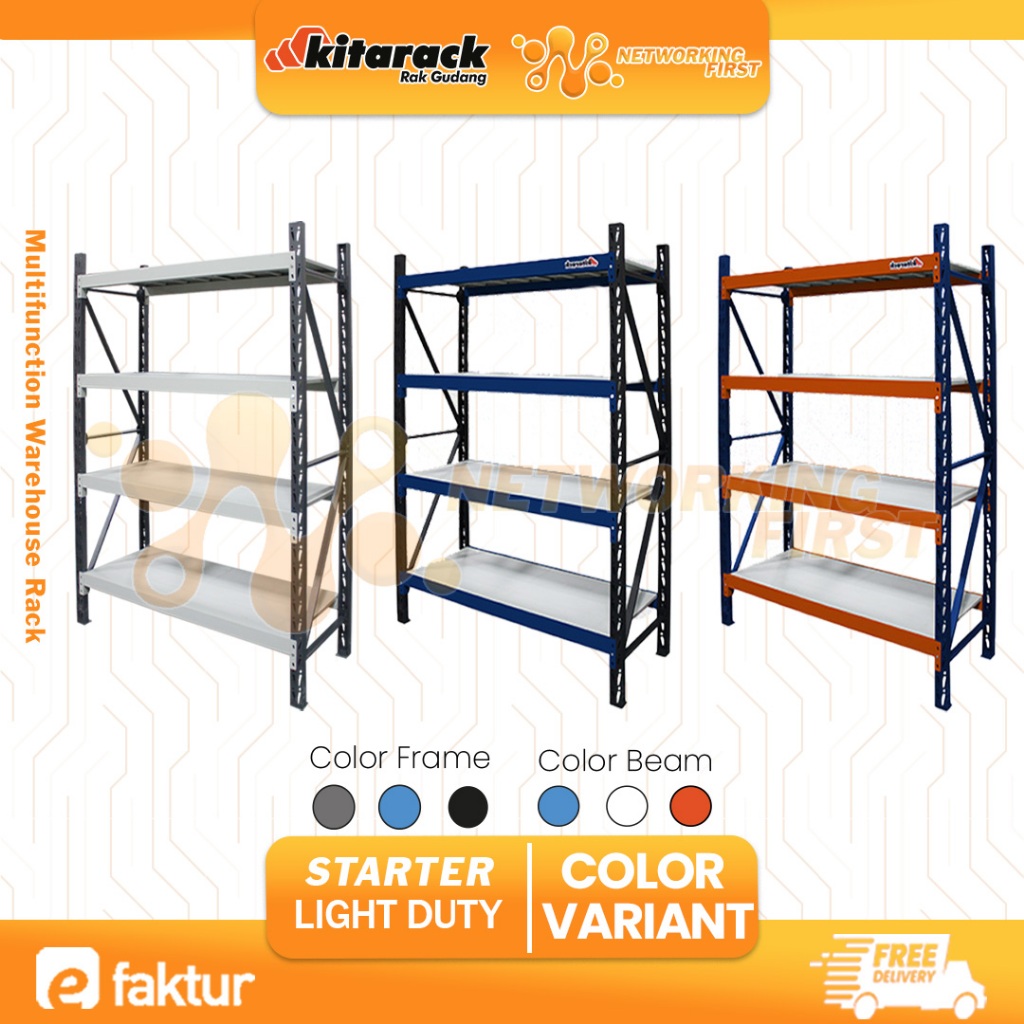 Jual Rak Besi Kitarack Frame Biru 300kg/Layer P:1500mm L:600mm T:2000mm ...