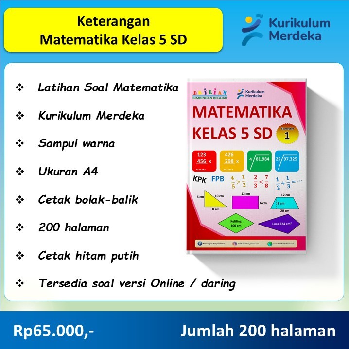 Jual Buku Latihan Soal Matematika Kelas 5 SD Kurikulum Merdeka | Shopee ...