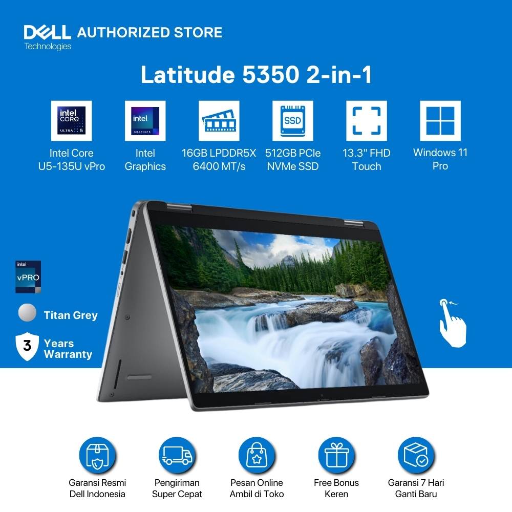 Jual Dell Latitude 5350 2in1 [Core Ultra 5-135U vPro-16GB-512GB-UMA ...