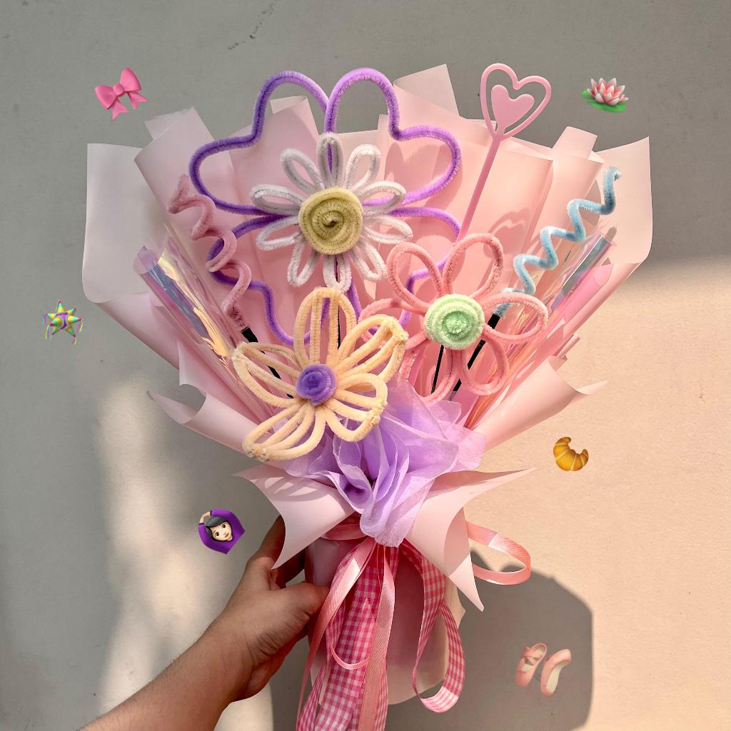 Jual Flower Bouquet/Buket Bunga (Kawat Bulu) Medium | Custom Warna ...