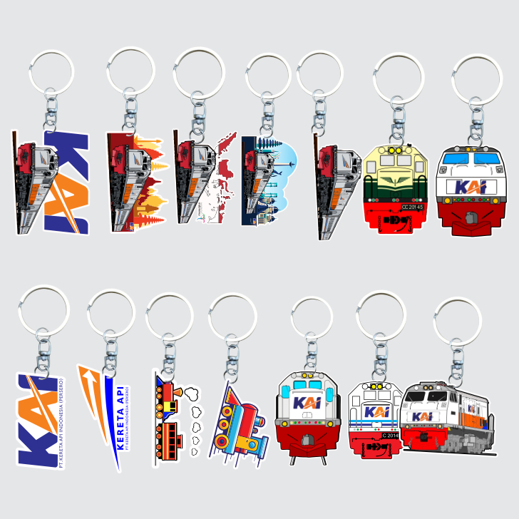 Jual Gilan Gantungan Kunci Akrilik Kereta Api Lokomotif Kai Logo Lucu