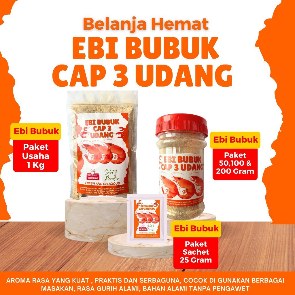 Udang Ebi Bubuk Murni Praktis Higienis enak Untuk Pelengkap Masakan Bumbu Dapur