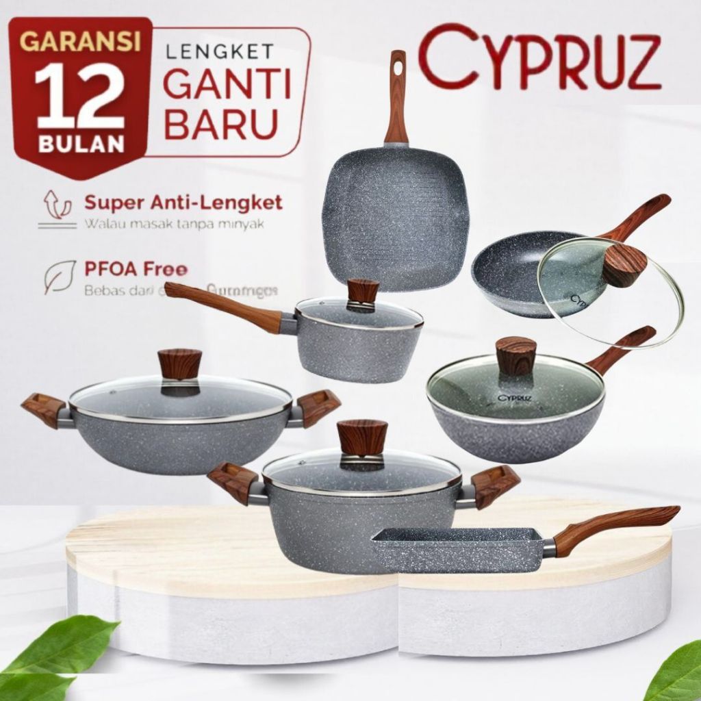 Jual Cypruz Marble Cookware Series Sauce Fry wok Grill Pan Teflon ...
