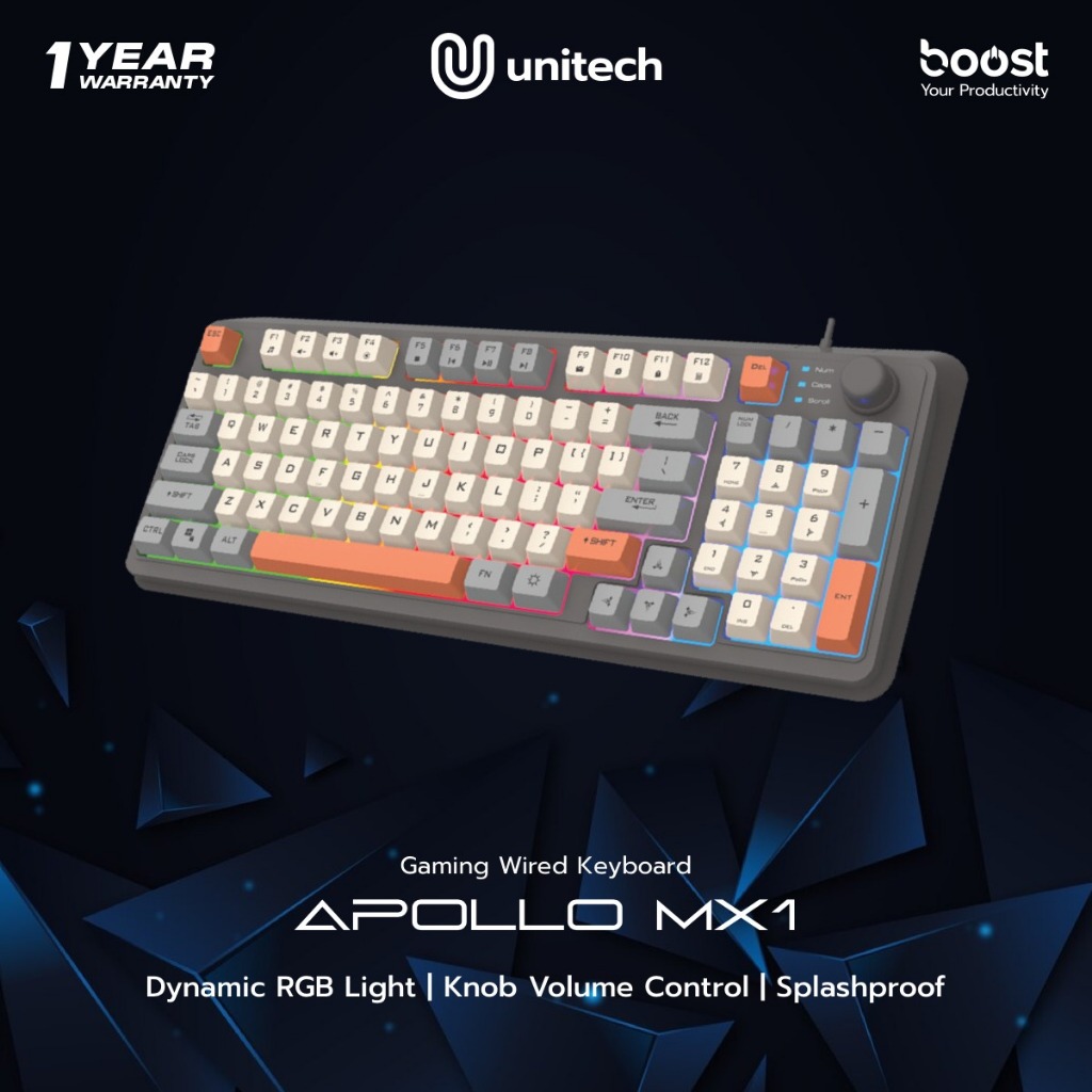 Jual Keyboard Gaming Kabel Unitech Apollo MX1 RGB Light dengan Tombol