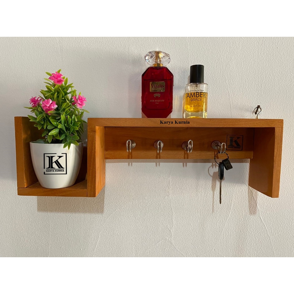 Jual Rak Dinding Tempat Gantungan Kunci | Rak Kayu Serbaguna Key Holder ...