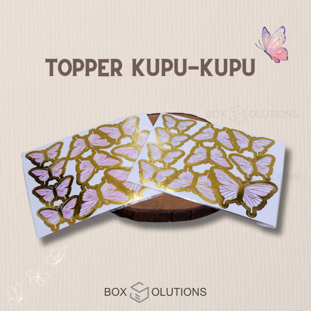 Jual topper set kupu-kupu / cake topper butterfly dekorasi kue (inc lem ...