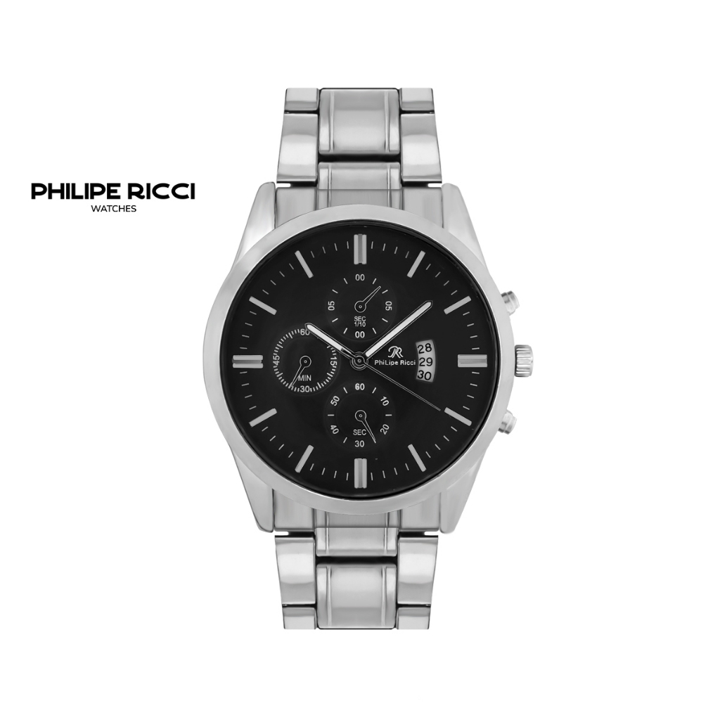 Jual PhiLipe Ricci Jam Tangan Pria Rantai Analog Quartz Trendy Hitam ...