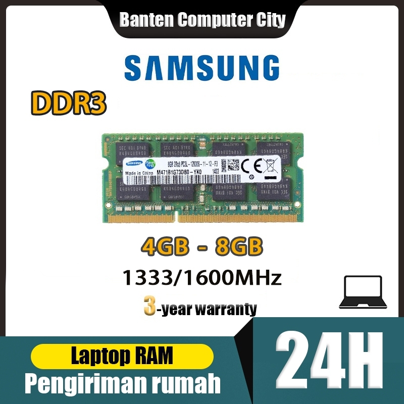 Pengiriman Jakarta Samsung RAM Laptop DDR3 4GB 8GB 1333/1600MHz Notebook  Memory DDR3L RAM SODIMM 204Pin