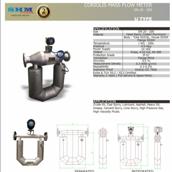 Jual Flow Meter SHM Coriolis Mass U Type DN 25 | Shopee Indonesia