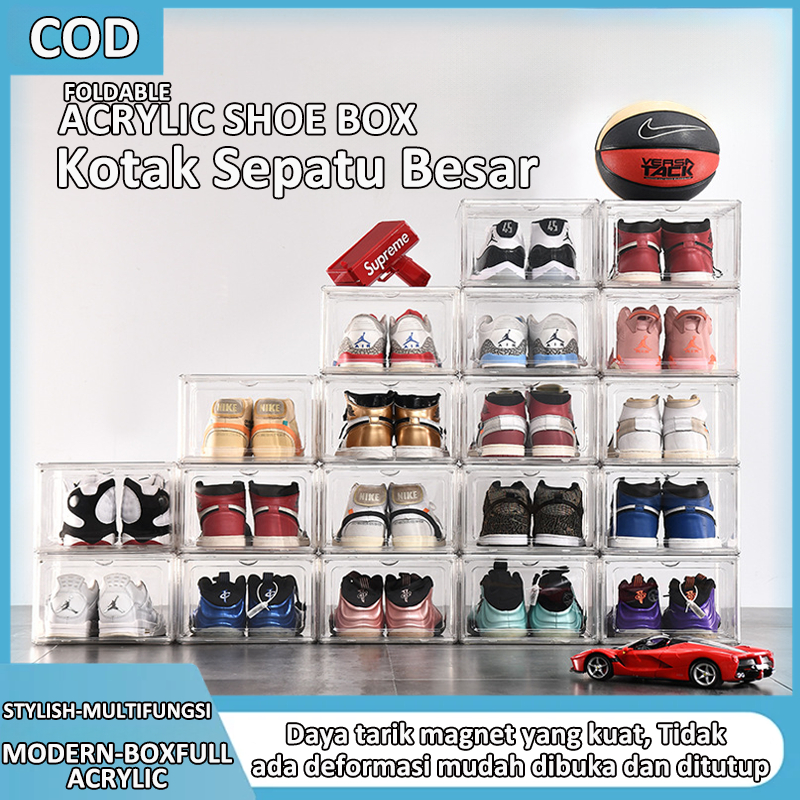 Jual Kotak Sepatu Transparan Acrylic Box Ukuran Besar Shoes Box ...
