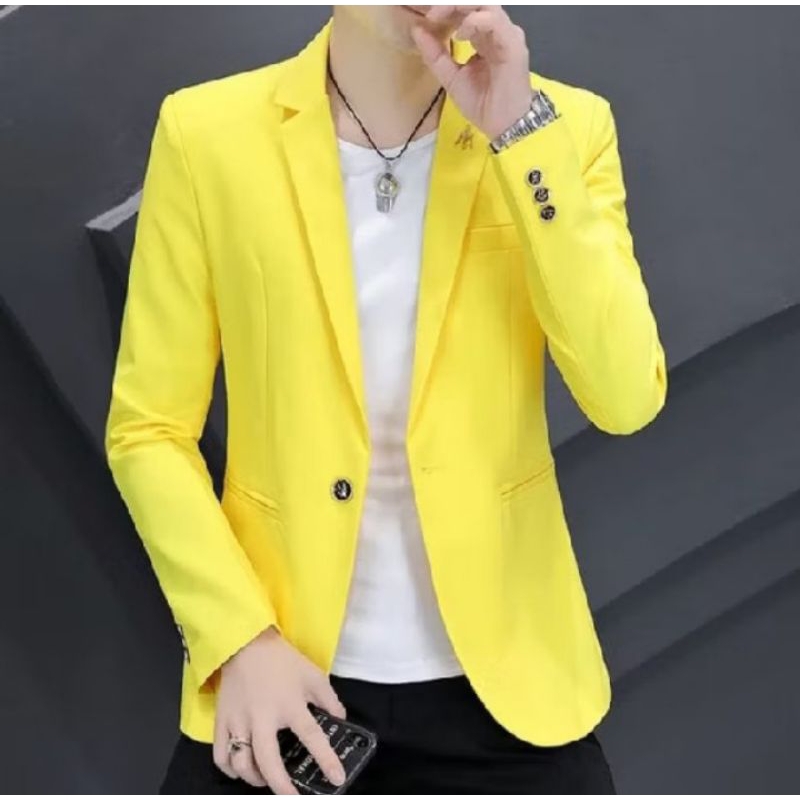 Jual Jas Blazer Pria Wanita Slimpit Warna Kuning/Jas Blazer Universitas ...