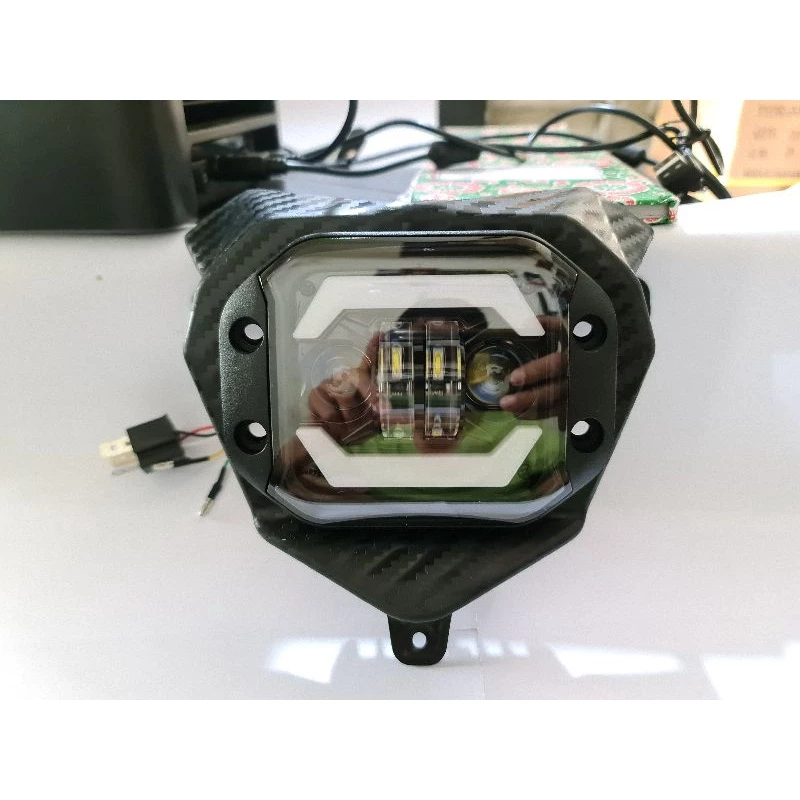 Jual lampu depan crf led daymaker satu set cover lampu karbon pnp crf ...