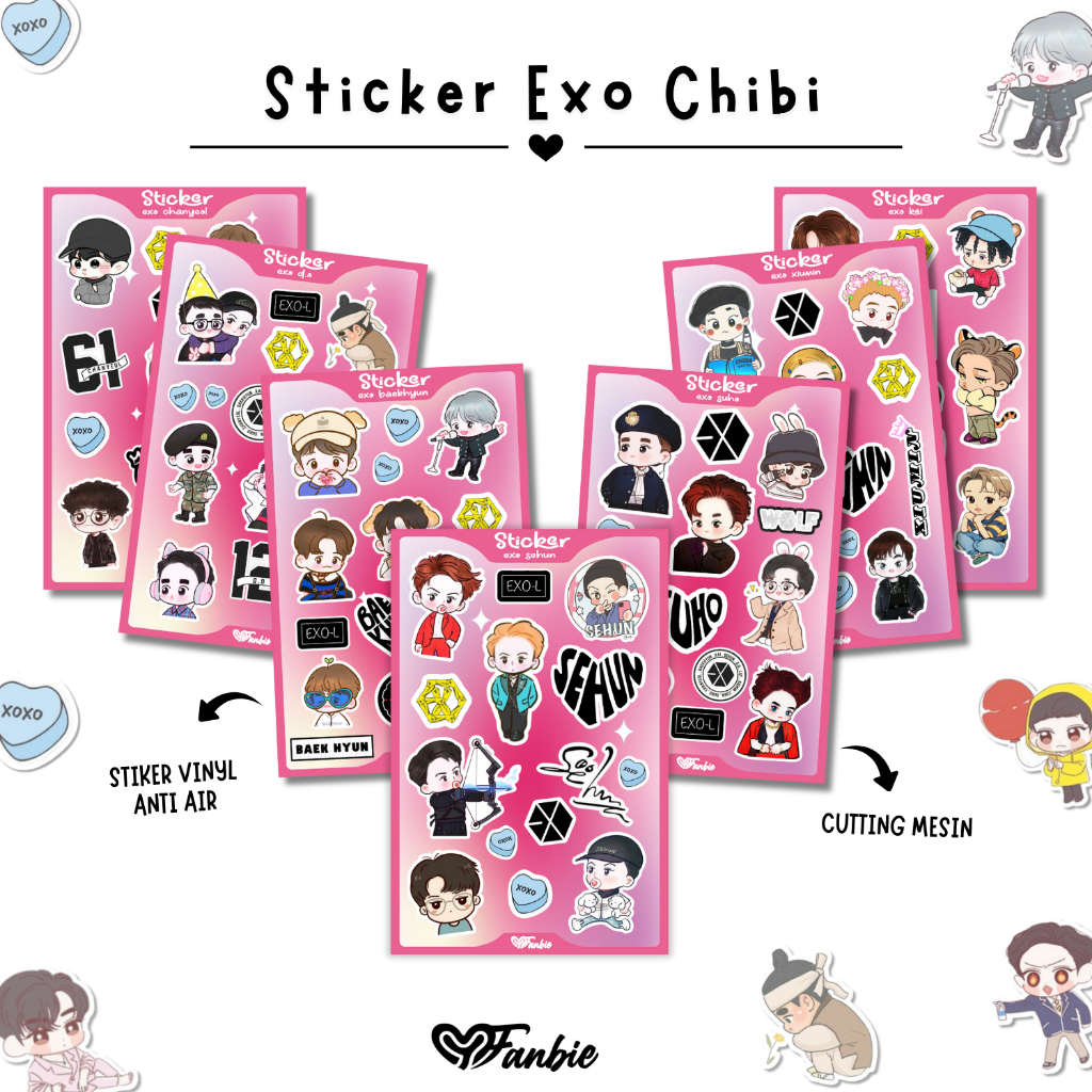 Jual [COD] Stiker chibi EXO, stiker kartun exo lucu, anti air ...