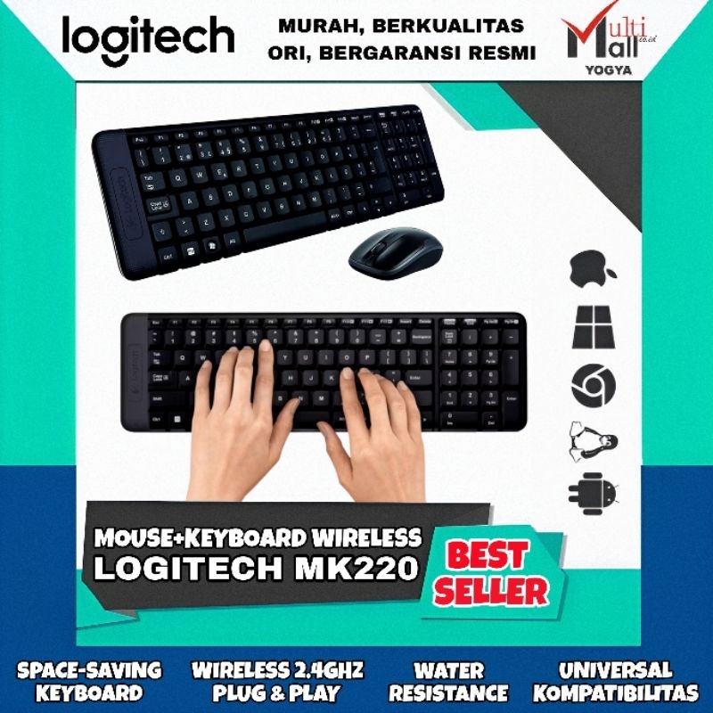 Jual Logitech MK220 Mouse + Keyboard Wireless Water Resistance Windows ...