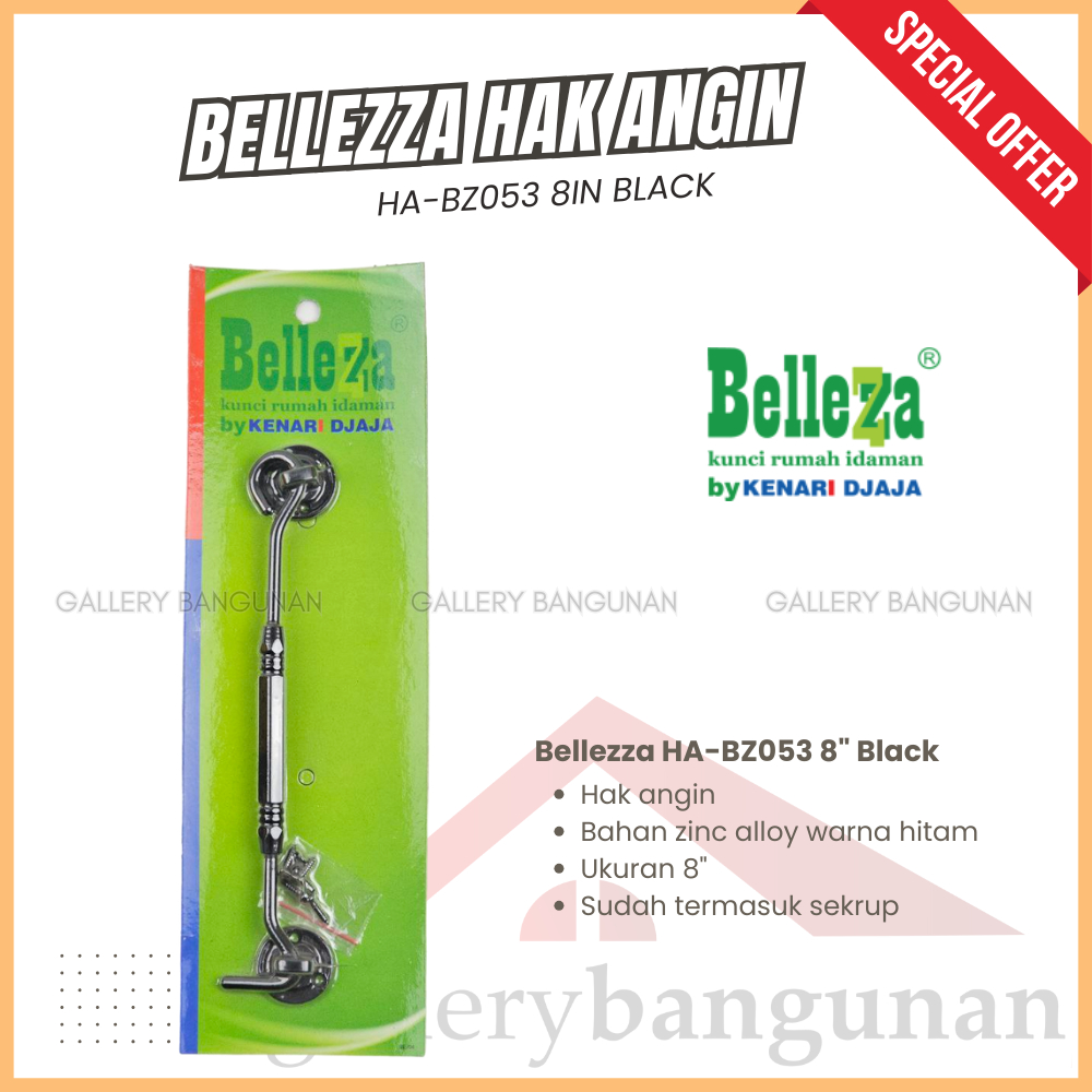 Jual Hak Angin HA-BZ053 Black Bellezza Ukuran 8" Model Cantolan Cantol